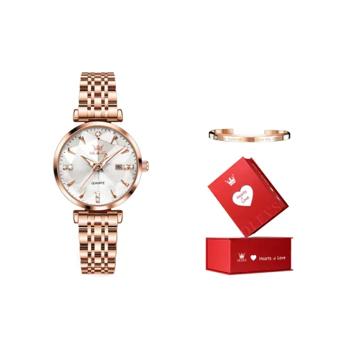 OLEVS Кварцевый механизм Часы Женские Белый циферблат