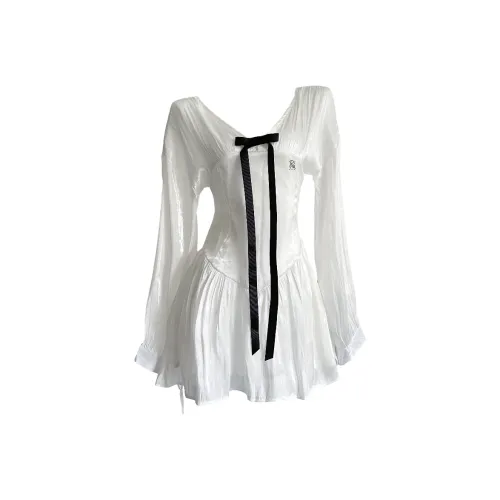 PNVB Белый Женский Длинный Рукав Платья