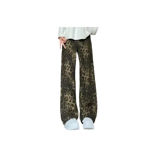 KULAIYA Леопардовый принт Унисекс Джинсы