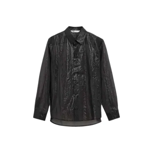 ZARA Темно-коричневые мужские рубашки