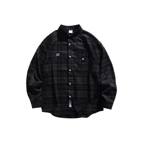 UNDOMAZE Весенний Осенний Отложной воротник Длинный рукав Рубашка Свободного кроя Мужская