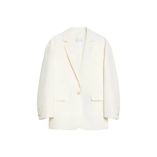 MaxMara Monica Коллекция OVERSIZE Блейзер из хлопка холста бизнес-костюм женский ванильный