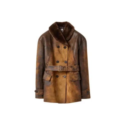 MIU MIU Golden wine Цвет Женские Кожаные куртки