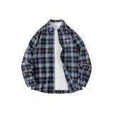 [Винтаж Клетка] Синий Клетка (с Нежным Кружевным Логотипом на Груди)