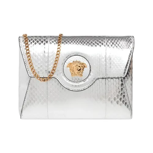 VERSACE La Medusa Натуральная кожа Конверт Сумка Плечевая сумка Женская серебряная
