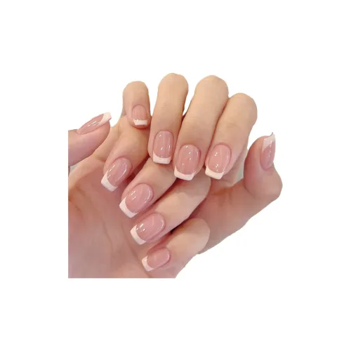 OUYUJI Ручная работа Фальшивые Ногти Декоративные Ленты Короткий Квадратный И Короткий ЛАДДЕР Абрикос Смудж Милый