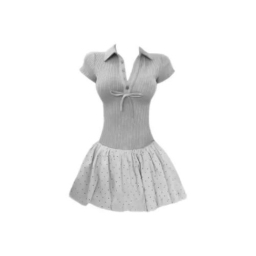 GRAYISMOON Короткое платье с короткими рукавами женское