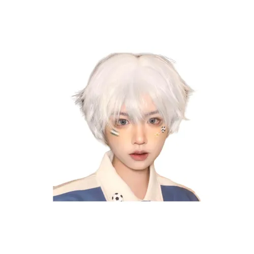 LIANXIANGKE Ободок для мужчин Короткие волосы Белая парик Японский стиль Полная парик Натуральная имитация Высокотемпературная пряжа