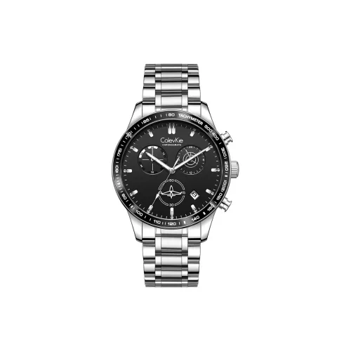 ColevKie Кварцевый механизм ремешок из нержавеющей стали черный циферблат мужские часы