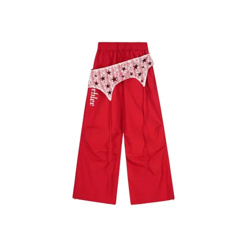 ABCMININ Red Women's Casual Pants ABCMININ Красный Женские Повседневные Брюки