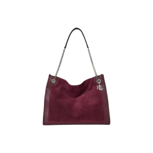 Ralph Lauren Кожа Тоут Сумка Плечевая Сумка Большая Женская Красная Коричневая