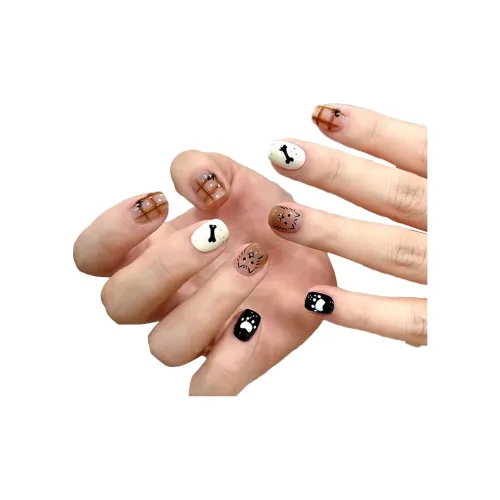 OUYUJI Ручная работа Искусственные Ногти Декоративные Ленты Овал Короткий ЛАДДЕР Абрикос Румяна Стойкий Милый