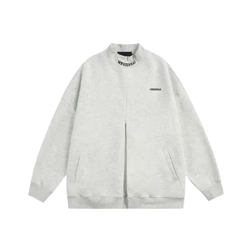 FORCEPULR Воротник-стойка Длинный рукав Кардиган с молниями Пуловер Толстовка Унисекс