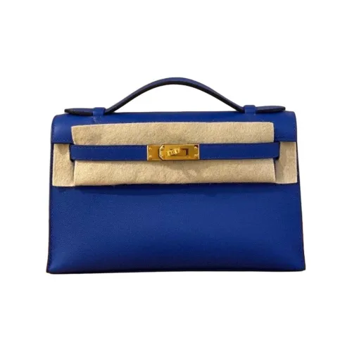 HERMES Mini Kelly Generation 1 Swift Кожа Сумка Kelly Сумка Женские 08 BLEU Бледный Святой Грааль Синий