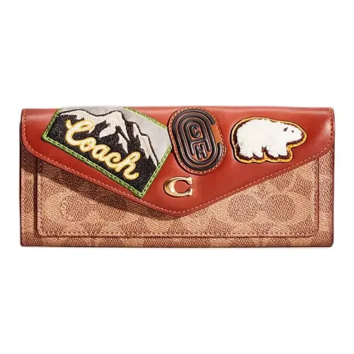 COACH Wyn Signature Покрытый холст с утонченной телячьей кожей Сумка через плечо Кошелек Маленький Женский Коричневый Ржавый