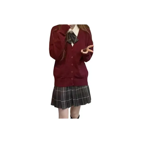 Mu Qingqing Белая рубашка + Галстуки-бабочки + Дымчато-серая юбка + Бургунди куртка - Набор из трех предметов Женские юбочные комплекты