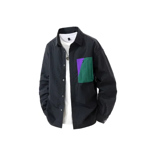 PASOK Длинный рукав рубашка унисекс вентиляционный карман многоцветный модный бренд рубашка пальто унисекс