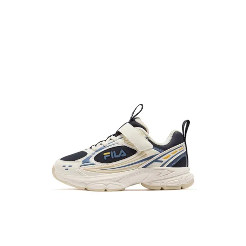 FILA KIDS Heritage FHT Устойчивый к истиранию Низкий Топ Беговые кроссовки Ночной синий Молочный белый Детский