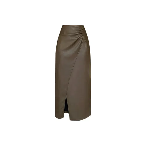 Женские кожаные длинные юбки