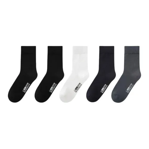 MAXDAVID 2 Черных + 1 Белый + 1 Темно-серый + 1 Темно-синий 5 пар Мужские носки MID до икры