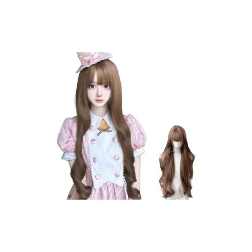 Northward Incline Длинные кудрявые женские парик Лолита кожа благоприятный мед чай лен 85 см два хвостика