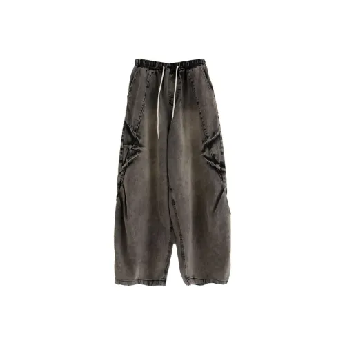 LOWEAR Crack Ballon Pintuck Denim Pants Jeans Women's