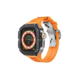 Серебряная титановая оправа - оранжевый ремешок из фторкаучука