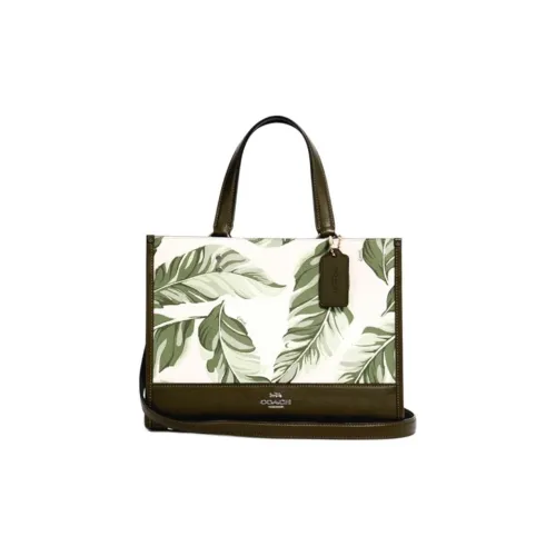 COACH Dempsey Ткань с кожаными вставками портативная сумка через плечо женская зеленая