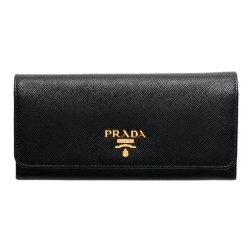 PRADA Saffiano кожа кошелек большой женский черный и светло-розовый
