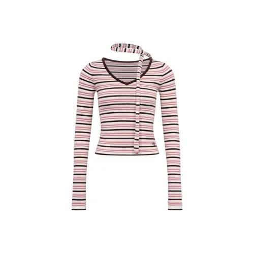 Ariseism Стильный Полосы Длинный Рукав Свитер Женский AUTUMN Топ Женский