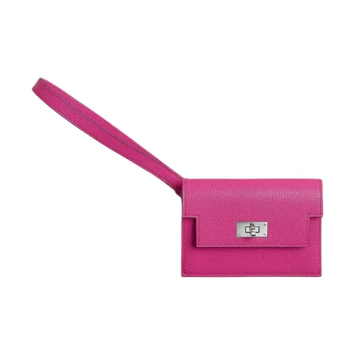 HERMES Kelly Pocket Козья кожа Кошелек Женские 5R Розовый Shocking Ярко-розовый