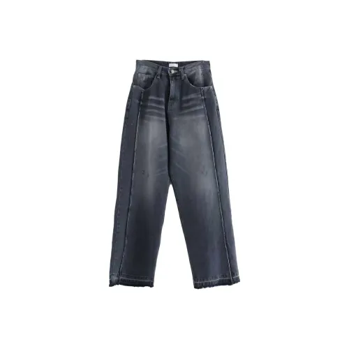 LOWEAR Боковая сторона Cutting Tailored Широкий Denim Брюки Джинсы Женские