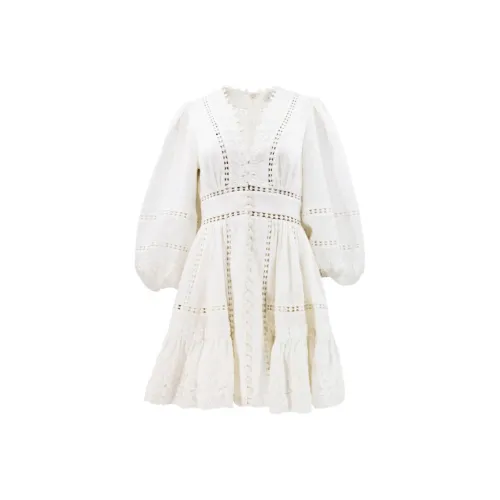 Zimmermann SS24 Длинное платье с длинными рукавами цвет белый