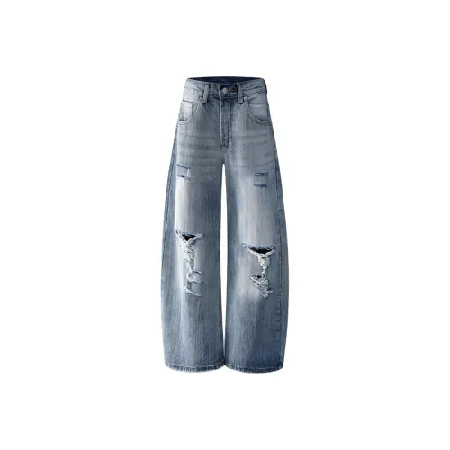 KAZHALIN Выстиранные синие женские джинсы