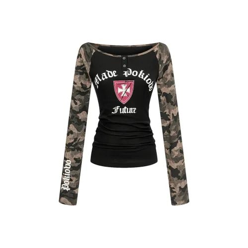 MOONCORE Длинный рукав Т-рубашка Женская