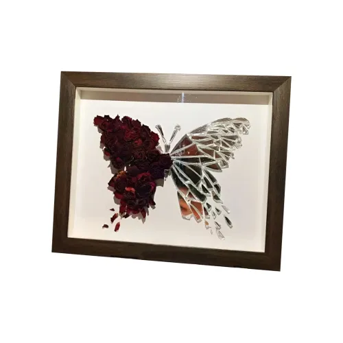 Oloy Розовый Сушеный Цветочный Дизайн Потертый Бабочка Зеркало Рамка для Фотографии Декоративный Настольный Украшение Орнамент DIY Набор DIY Игрушки