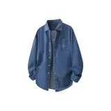 [Деним Длинный рукав Рубашка] Medium Blue (Tb Core Пава Логотип на груди)