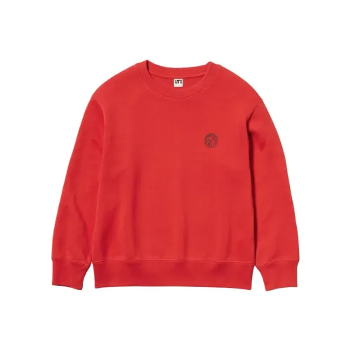 UNIQLO Кораллово-красный унисекс свитшоты