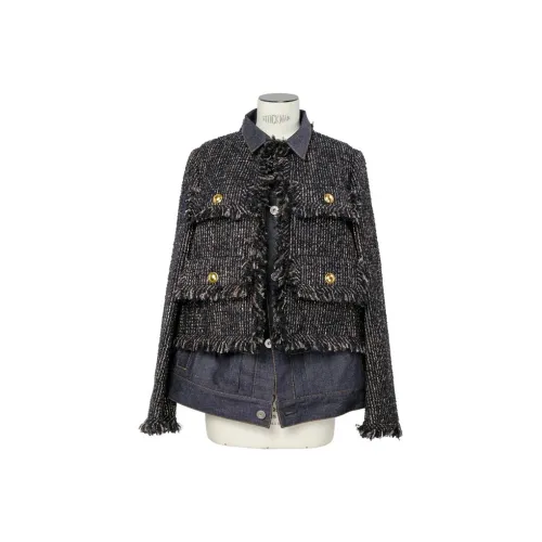 Sacai Морской синий × Индиго Женские Куртки