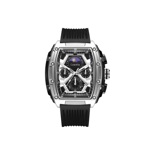 ColevKie Кварцевый механизм Силиконовый ремешок Мужские часы Белый циферблат