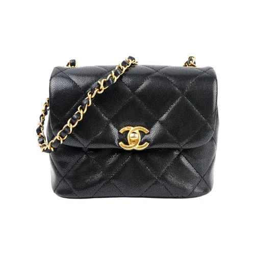 CHANEL Телячья кожа Flap Bag Сумка через плечо Mini Женская Черная