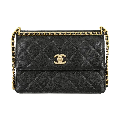 CHANEL С рельефным тиснением икорная коровья кожа сумка с клапаном сумка через плечо женская черная