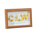 Фоторамка из орехового дерева + полный комплект, материал: пачка + [желтый цветочный дизайн]