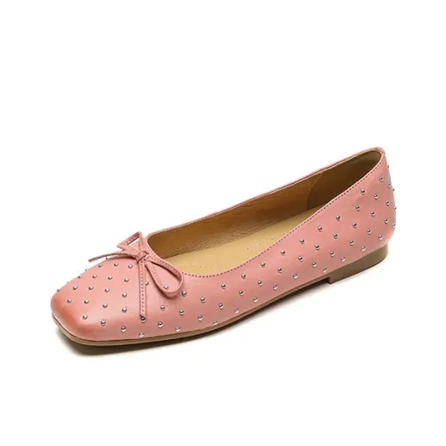 MARINO FABIANI Stud Натуральная кожа Обувь без подкладки Квадратный носок Коммутирование Балетки Granny Обувь