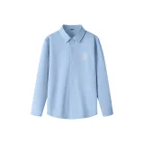 [Нет Ironing Свет Бизнес] Далёкий Небесный Лазурь (Трава Линия Кошка Логотип на груди)