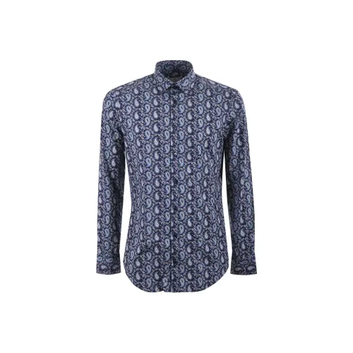 ETRO Темно-синие мужские рубашки