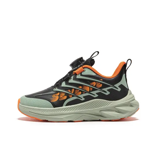 7 PE Детская туристическая обувь, низкий топ, черный/армейский зеленый [осень и зима, кожаный верх] Kids