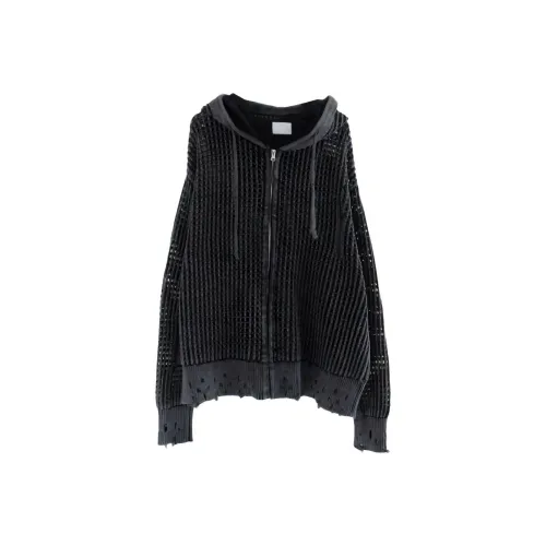 LOWEAR Dyeing Damage Сетка Капюшон ZIP UP Куртки Пальто Женские