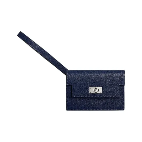 HERMES Kelly Pocket Козья кожа Кошелек Женские 73 BLEU Saphir Сапфирово-синий