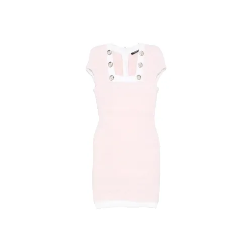 BALMAIN SS25 Короткий рукав Платье Женское Розовое